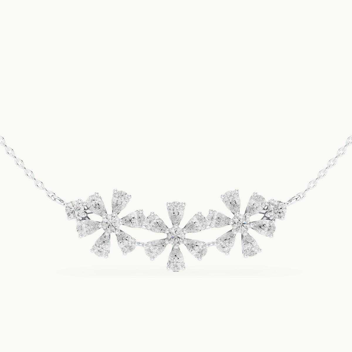 Pear and round lab-grown diamond flower cluster mangalsutra pendant in white gold, 2.22 CT TW, view 4
