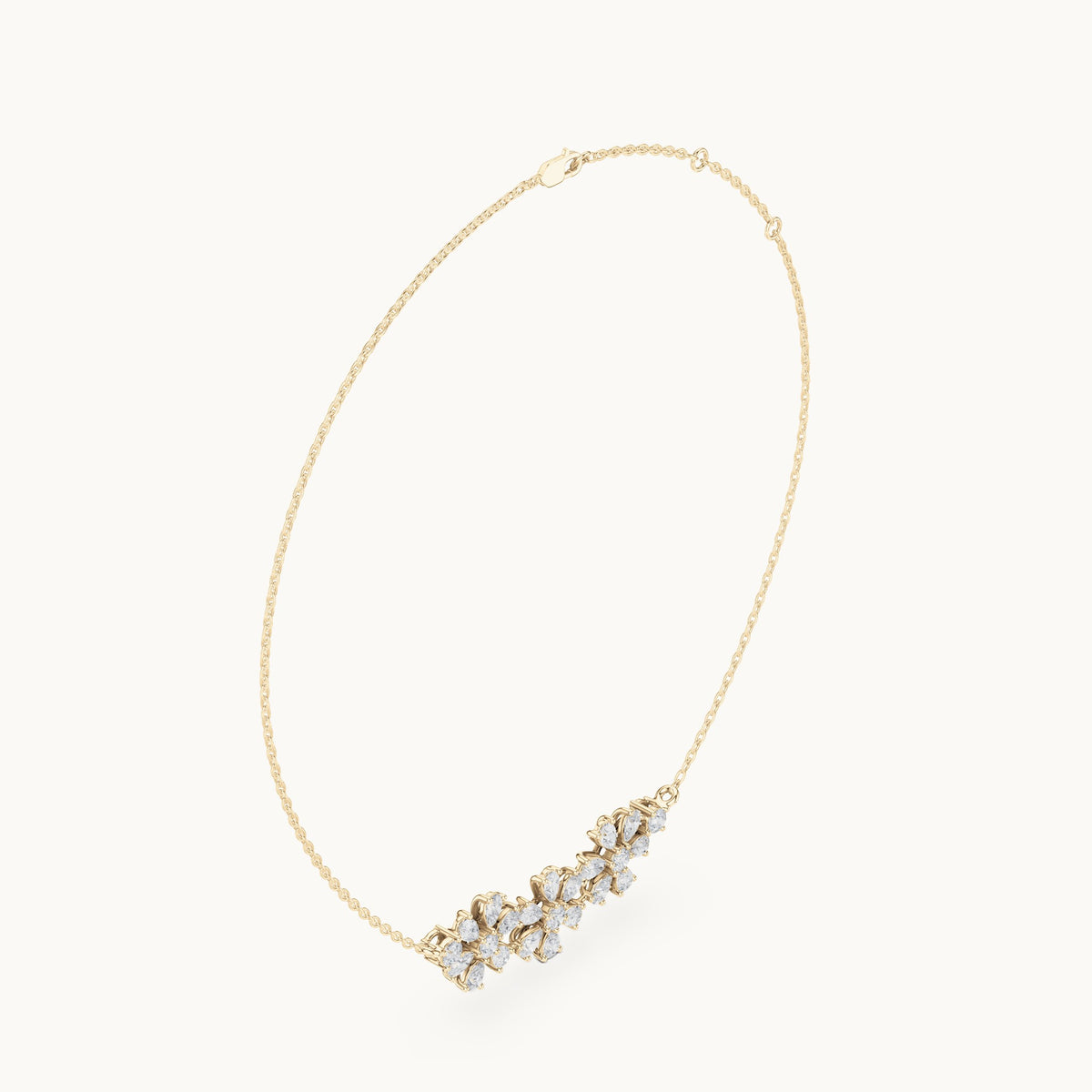 Pear and round lab-grown diamond flower cluster mangalsutra pendant in yellow gold, 2.22 CT TW, view 1
