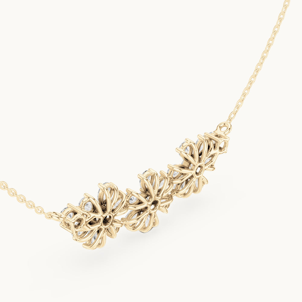 Pear and round lab-grown diamond flower cluster mangalsutra pendant in yellow gold, 2.22 CT TW, view 2