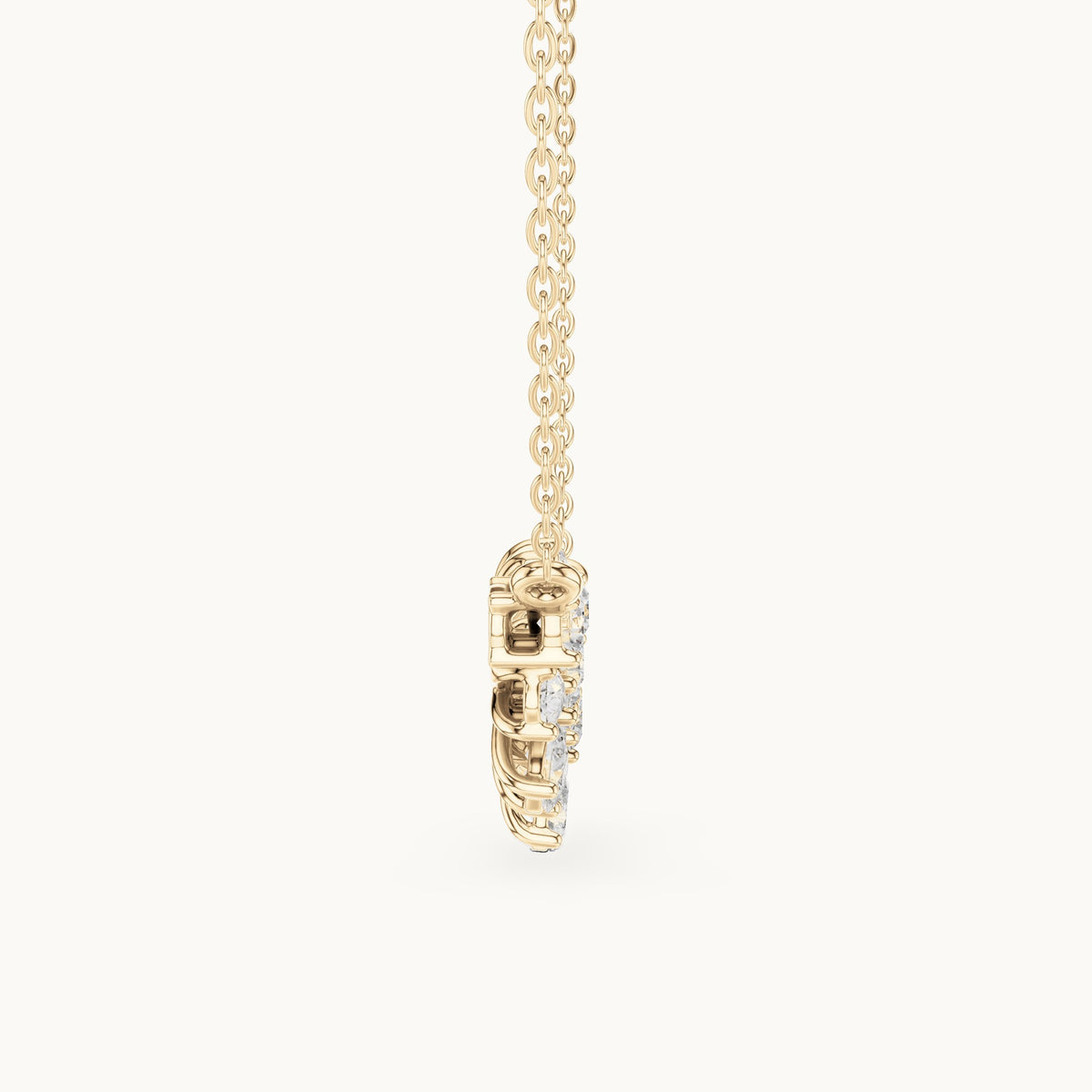 Pear and round lab-grown diamond flower cluster mangalsutra pendant in yellow gold, 2.22 CT TW, view 3