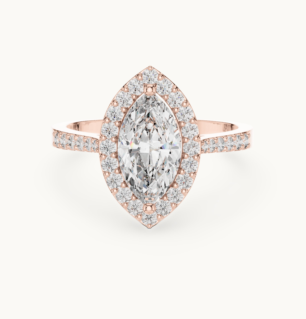 Marquise lab-grown diamond halo engagement ring in 14K rose gold, 1.34 CT TW, view 4