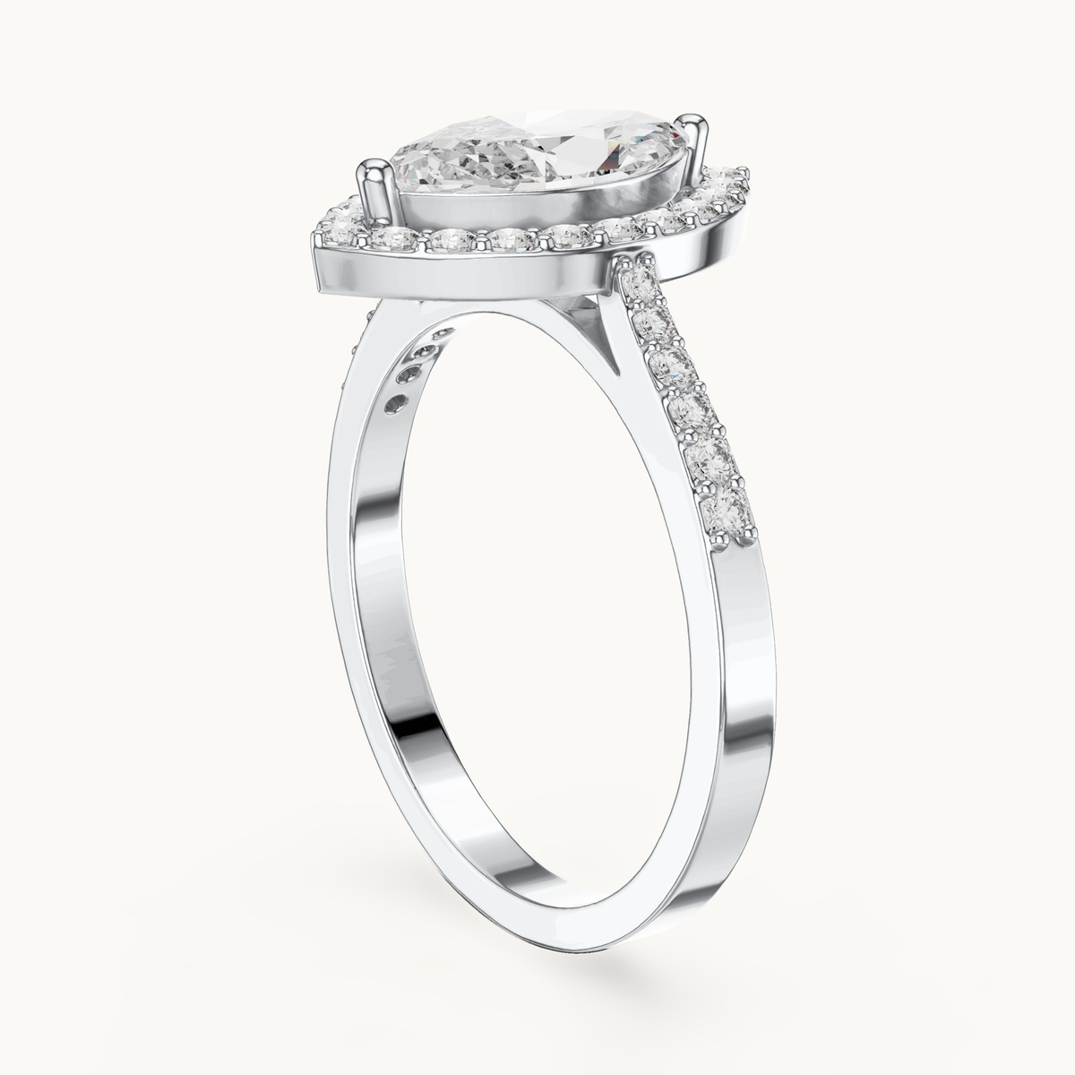 Marquise lab-grown diamond halo engagement ring in 14K white gold, 1.34 CT TW, view 1