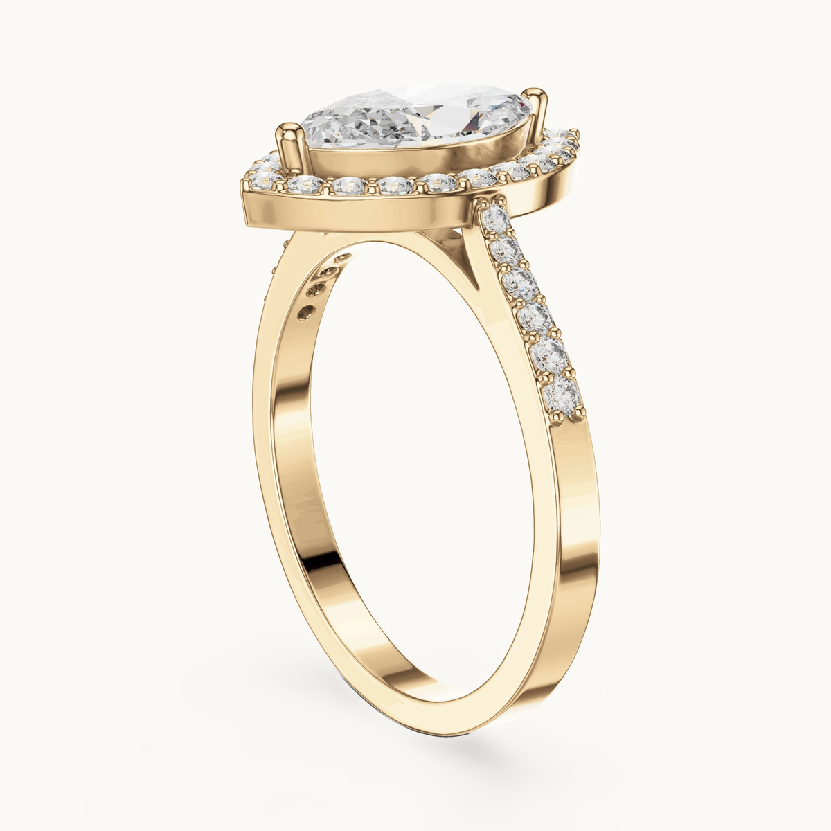 Marquise lab-grown diamond halo engagement ring in 14K yellow gold, 1.34 CT TW, view 1