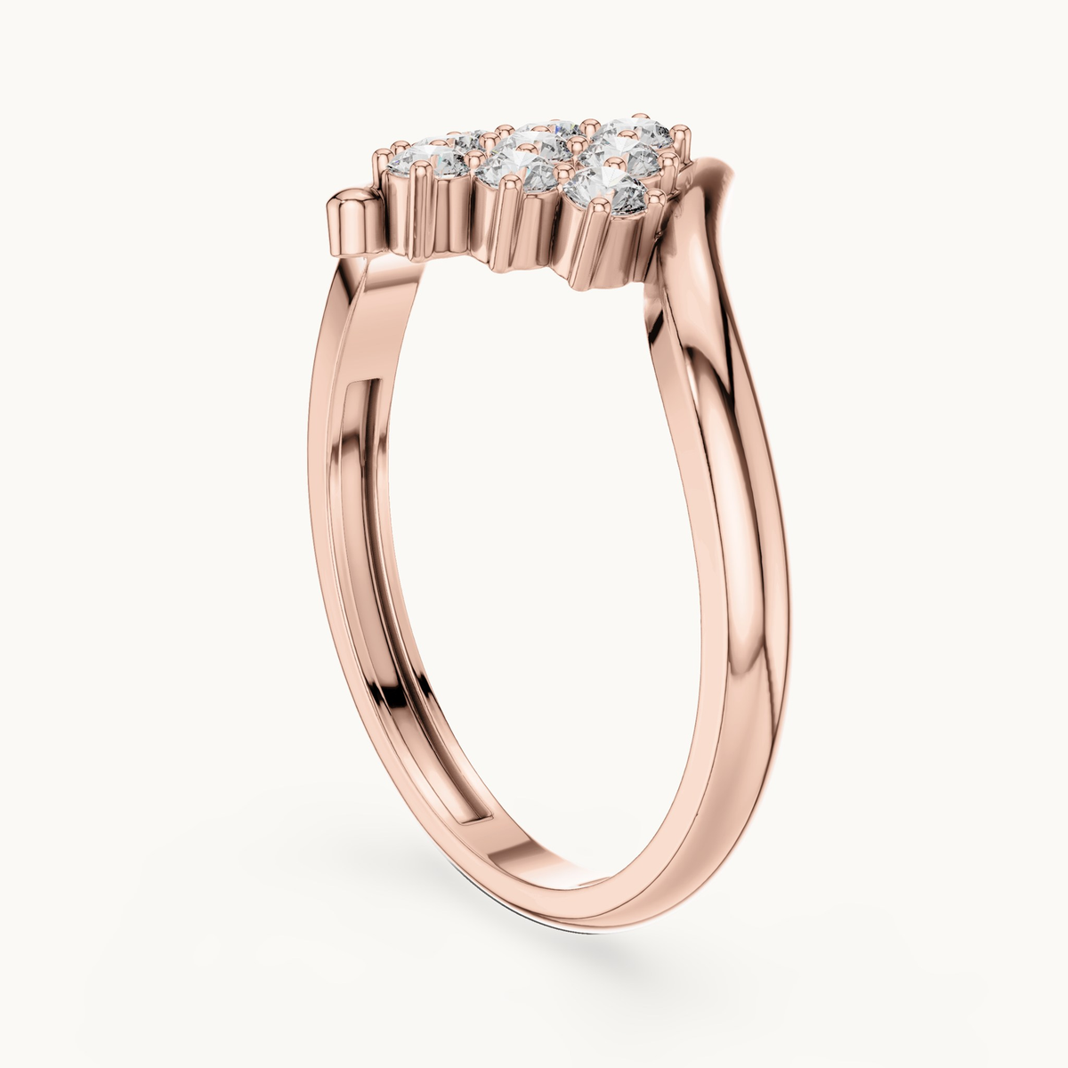 Round lab-grown diamond cluster ring in 14K rose gold, 0.31 CT TW, view 1