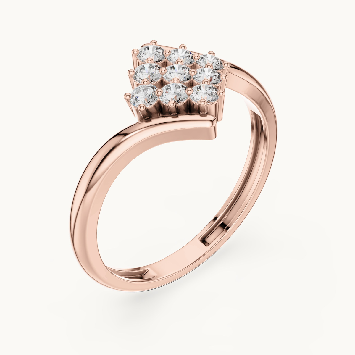 Round lab-grown diamond cluster ring in 14K rose gold, 0.31 CT TW, view 2