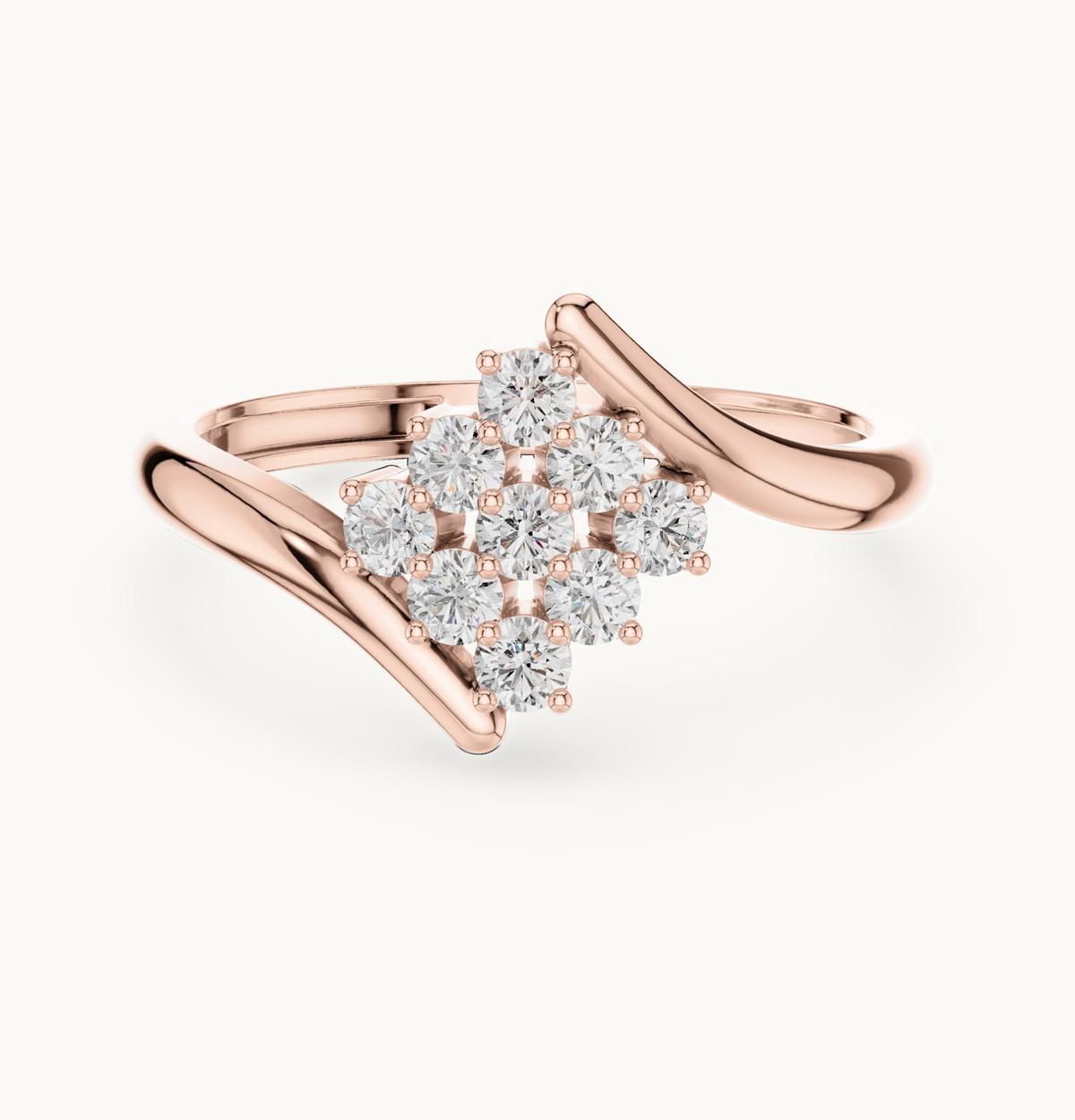 Round lab-grown diamond cluster ring in 14K rose gold, 0.31 CT TW, view 4