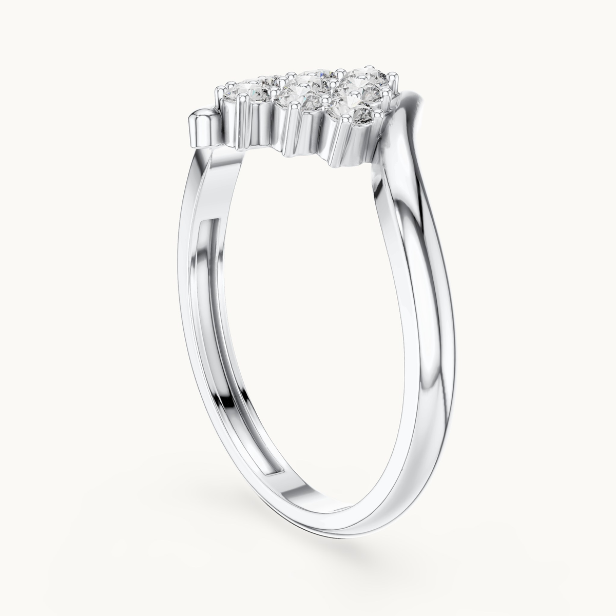 Round lab-grown diamond cluster ring in 14K white gold, 0.31 CT TW, view 1