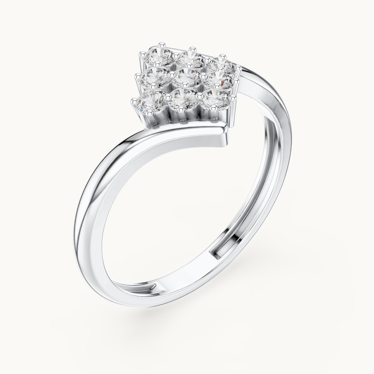 Round lab-grown diamond cluster ring in 14K white gold, 0.31 CT TW, view 2