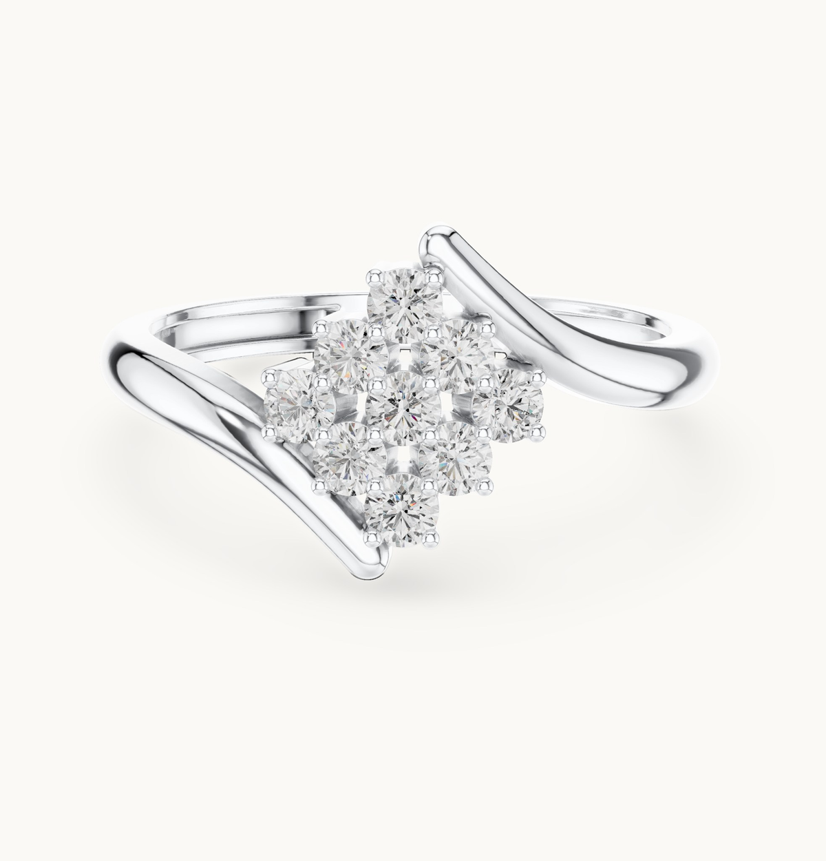 Round lab-grown diamond cluster ring in 14K white gold, 0.31 CT TW, view 4