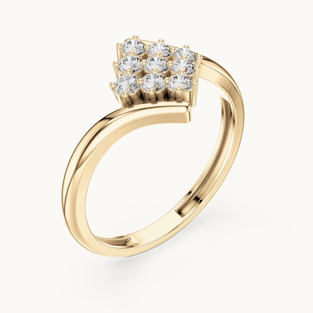 Round lab-grown diamond cluster ring in 14K yellow gold, 0.31 CT TW, view 2