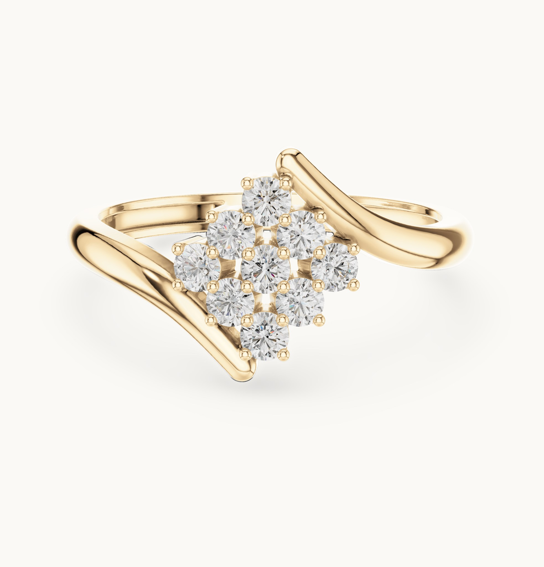 Round lab-grown diamond cluster ring in 14K yellow gold, 0.31 CT TW, view 4
