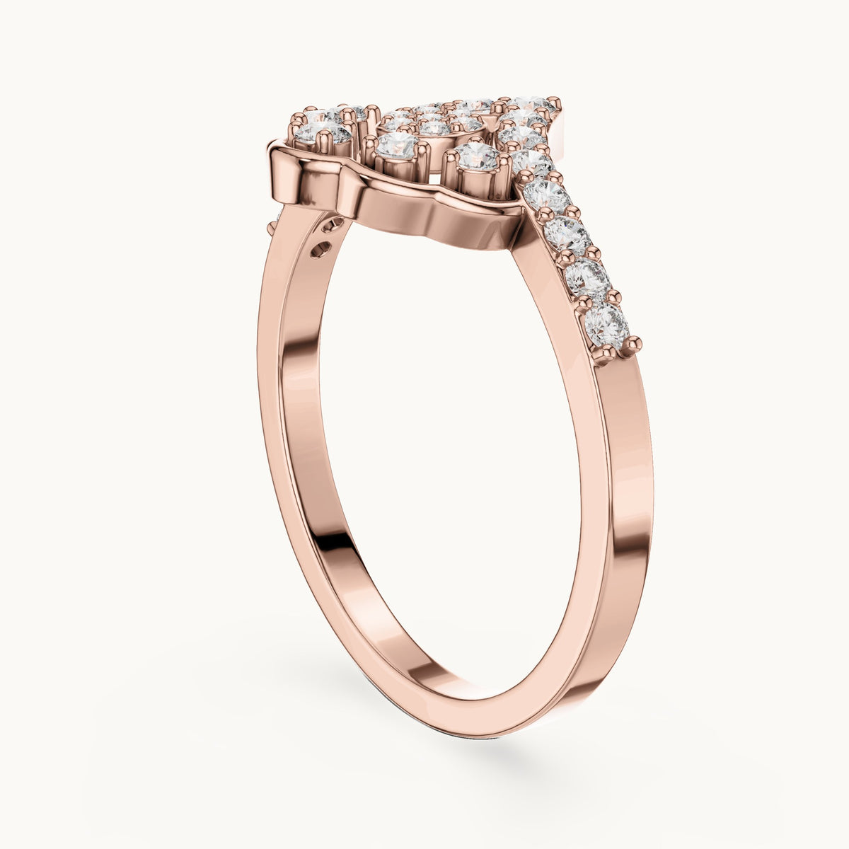 Round lab-grown diamond crown cluster statement ring in rose gold, 0.31 CT TW, view 1