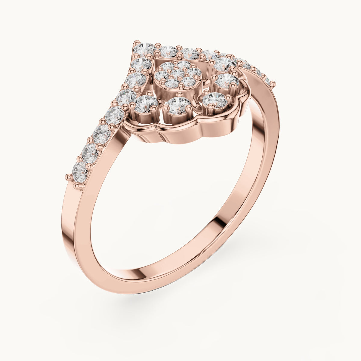 Round lab-grown diamond crown cluster statement ring in rose gold, 0.31 CT TW, view 2