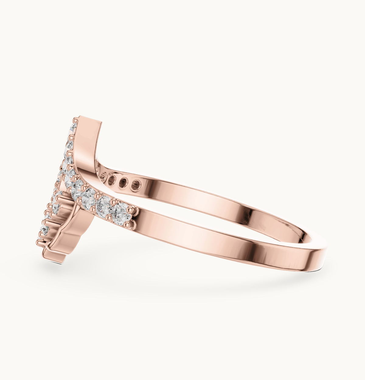 Round lab-grown diamond crown cluster statement ring in rose gold, 0.31 CT TW, view 3