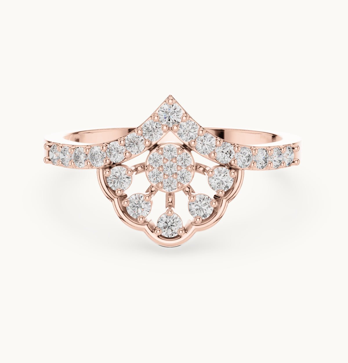 Round lab-grown diamond crown cluster statement ring in rose gold, 0.31 CT TW, view 4