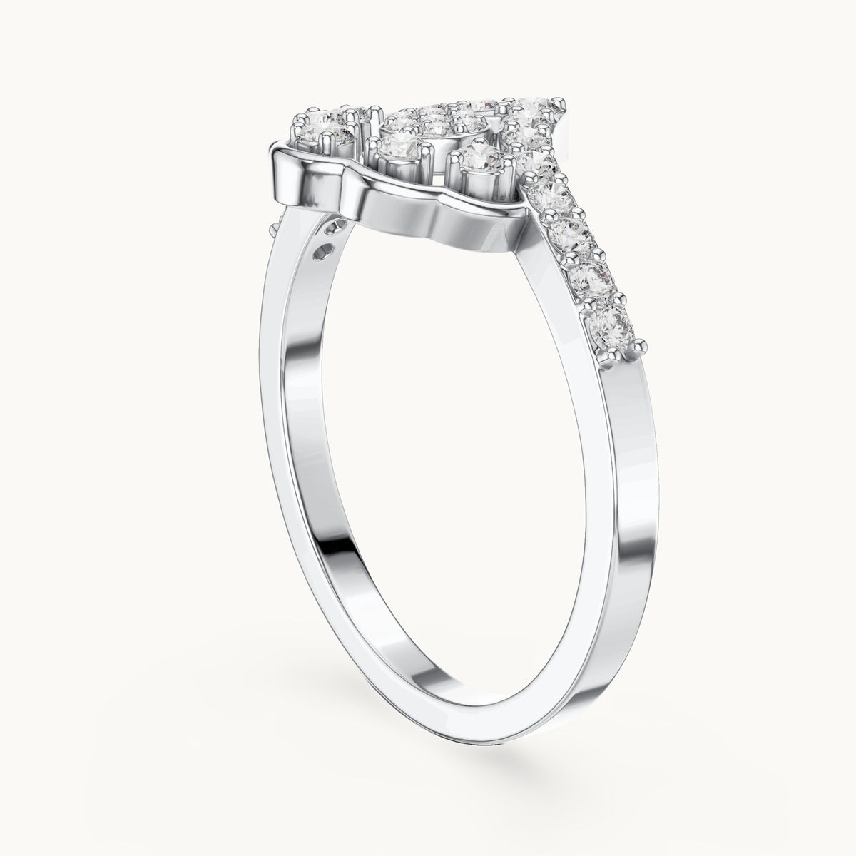 Round lab-grown diamond crown cluster statement ring in white gold, 0.31 CT TW, view 1