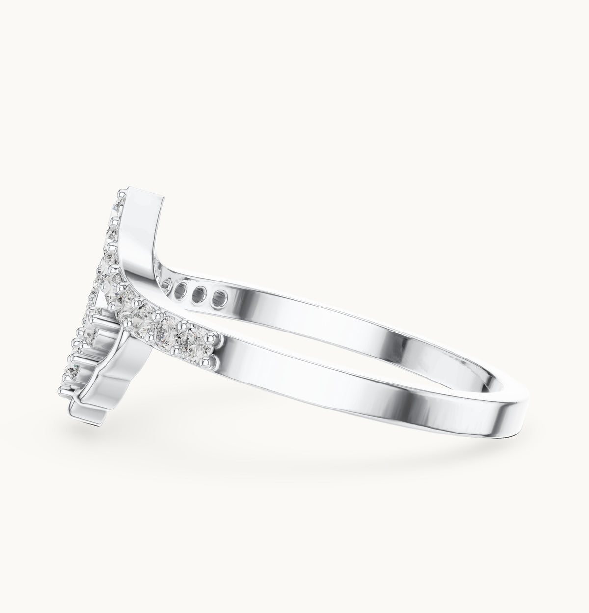 Round lab-grown diamond crown cluster statement ring in white gold, 0.31 CT TW, view 3
