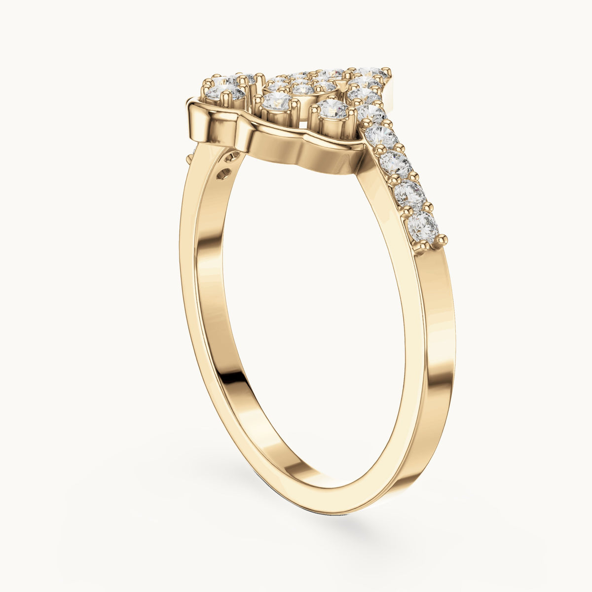 Round lab-grown diamond crown cluster statement ring in yellow gold, 0.31 CT TW, view 1