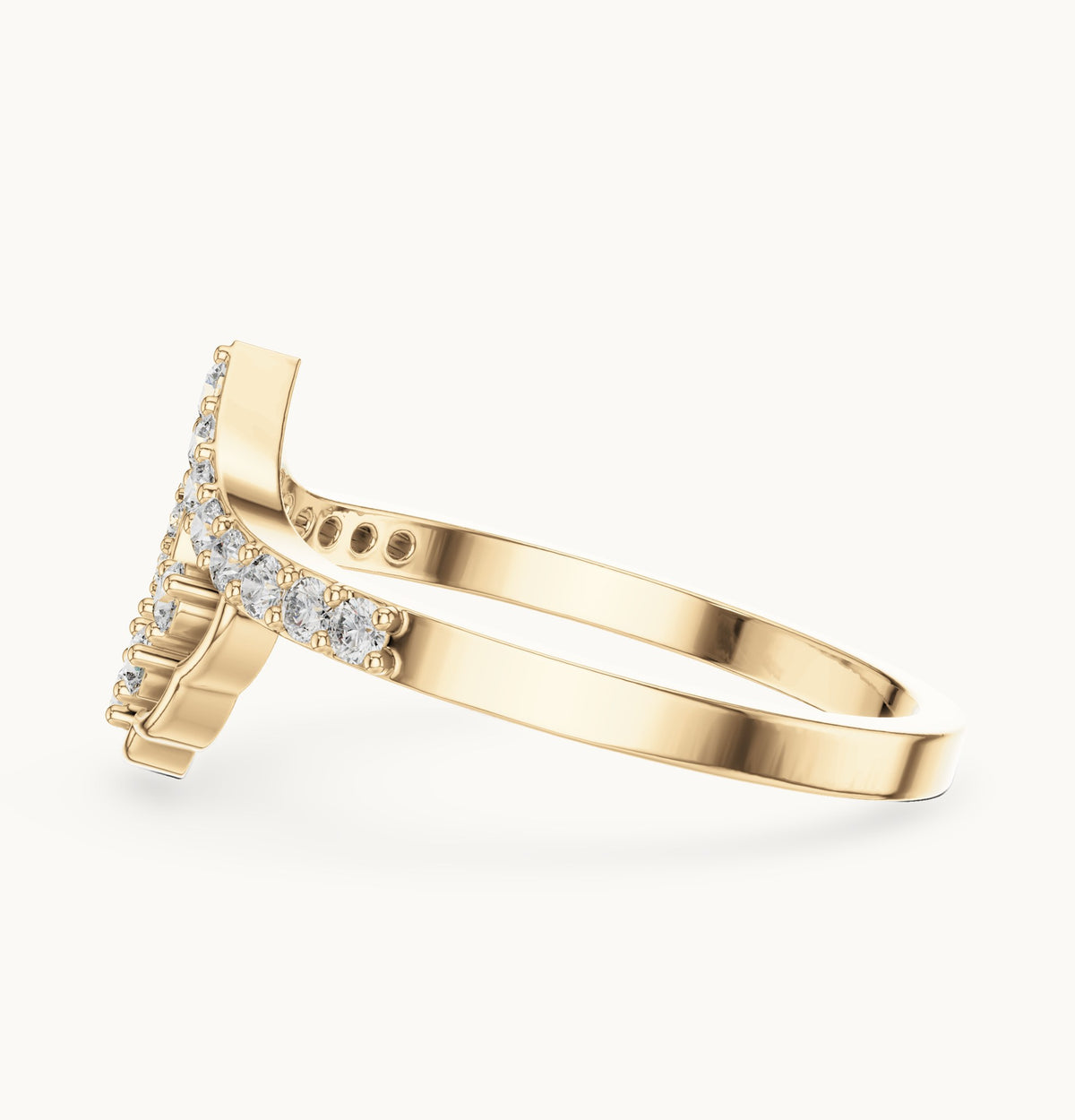 Round lab-grown diamond crown cluster statement ring in yellow gold, 0.31 CT TW, view 3