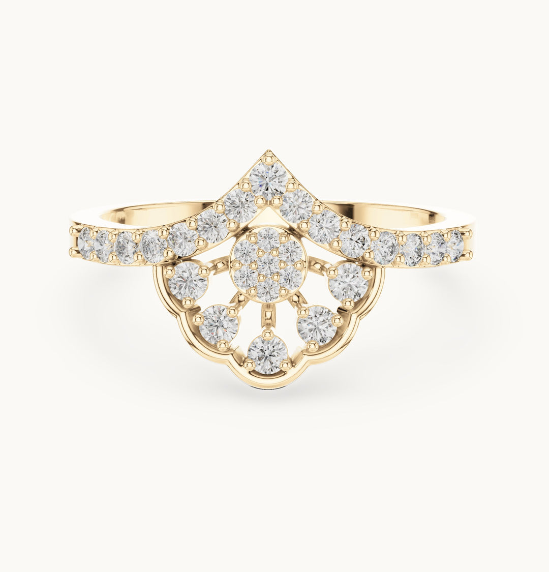 Round lab-grown diamond crown cluster statement ring in yellow gold, 0.31 CT TW, view 4