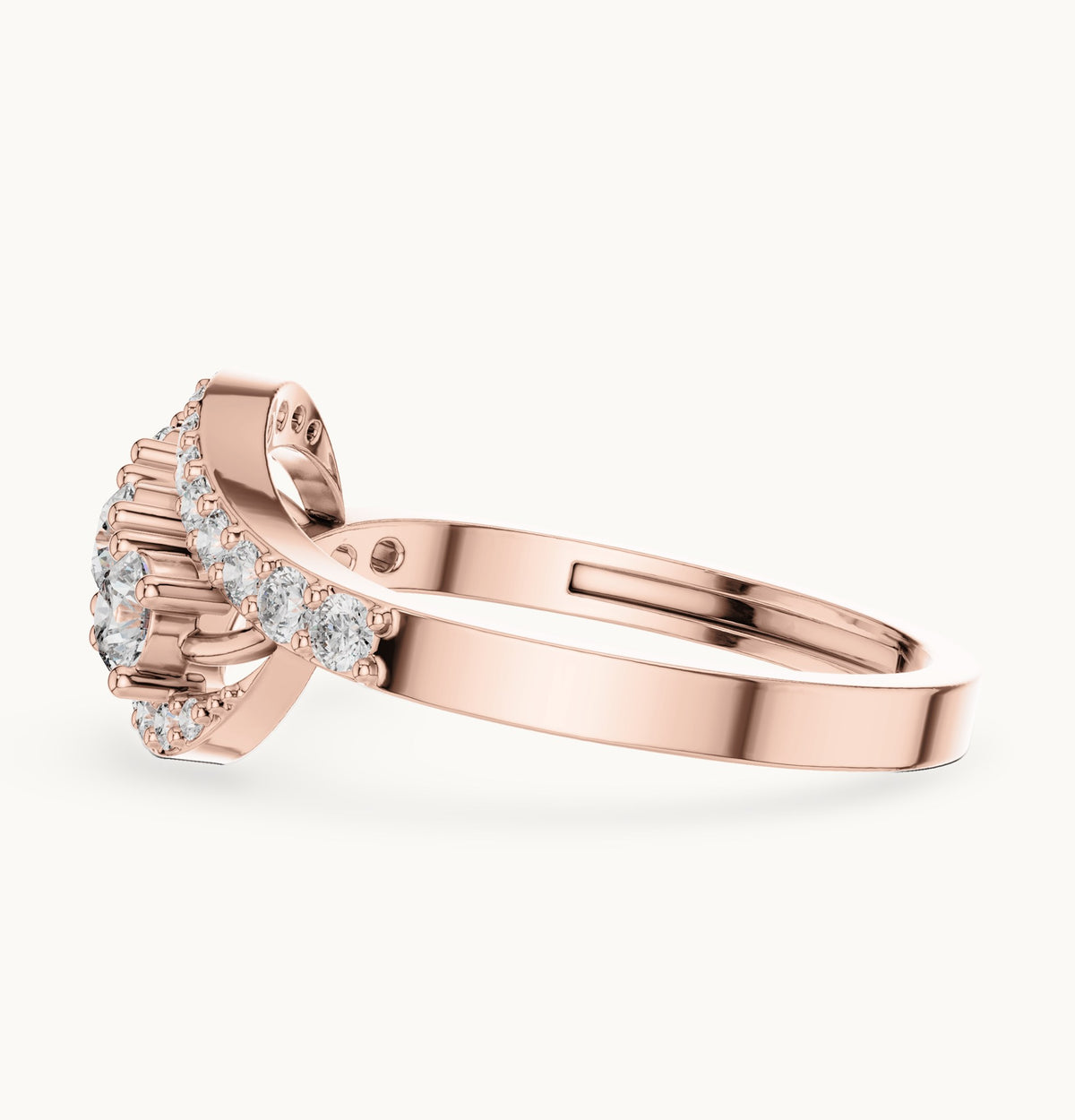 Round lab-grown diamond bypass cluster ring in rose gold, 0.53 CT TW, view 3