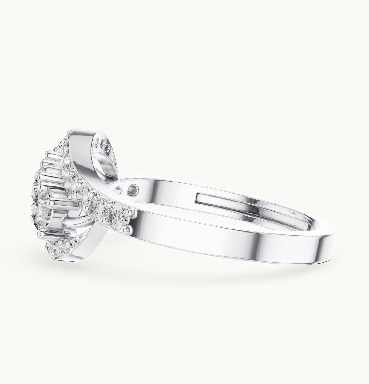 Round lab-grown diamond bypass cluster ring in white gold, 0.53 CT TW, view 3