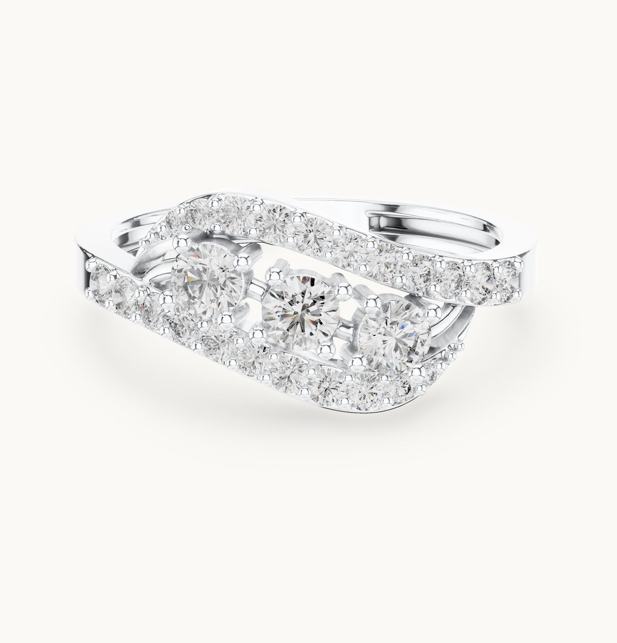 Round lab-grown diamond bypass cluster ring in white gold, 0.53 CT TW, view 4