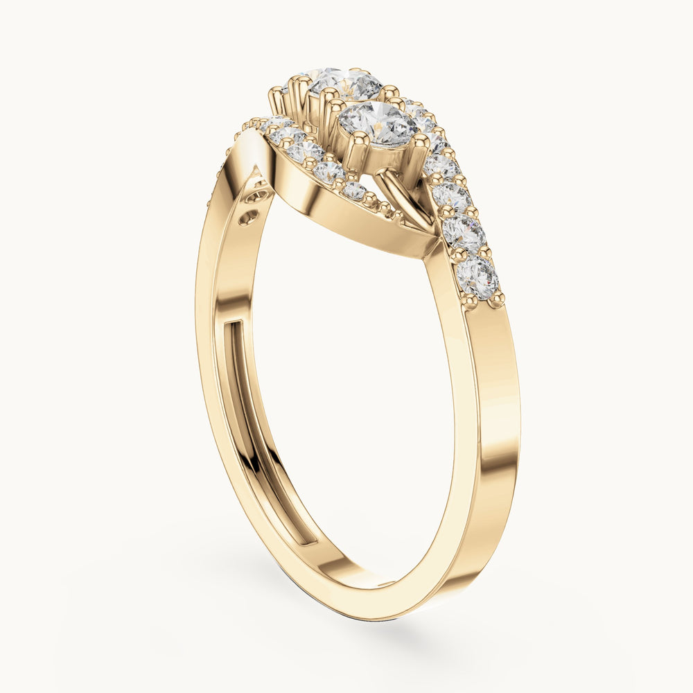 Round lab-grown diamond bypass cluster ring in yellow gold, 0.53 CT TW, view 1