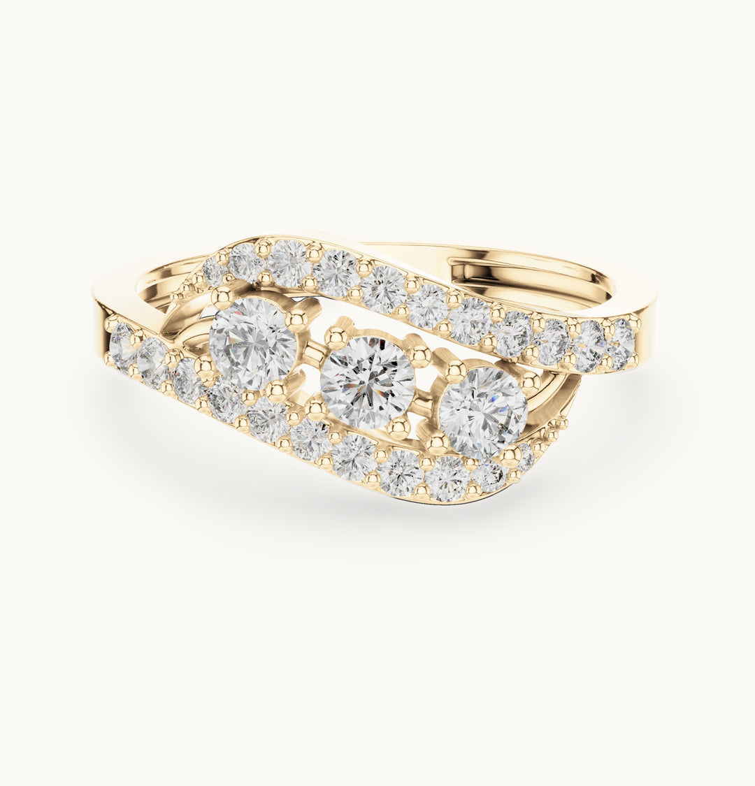 Round lab-grown diamond bypass cluster ring in yellow gold, 0.53 CT TW, view 4