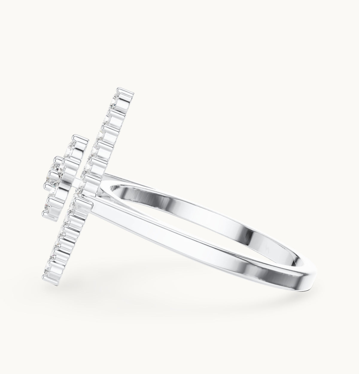 Round lab-grown diamond geometric cluster ring in white gold, 0.677 CT TW, view 3