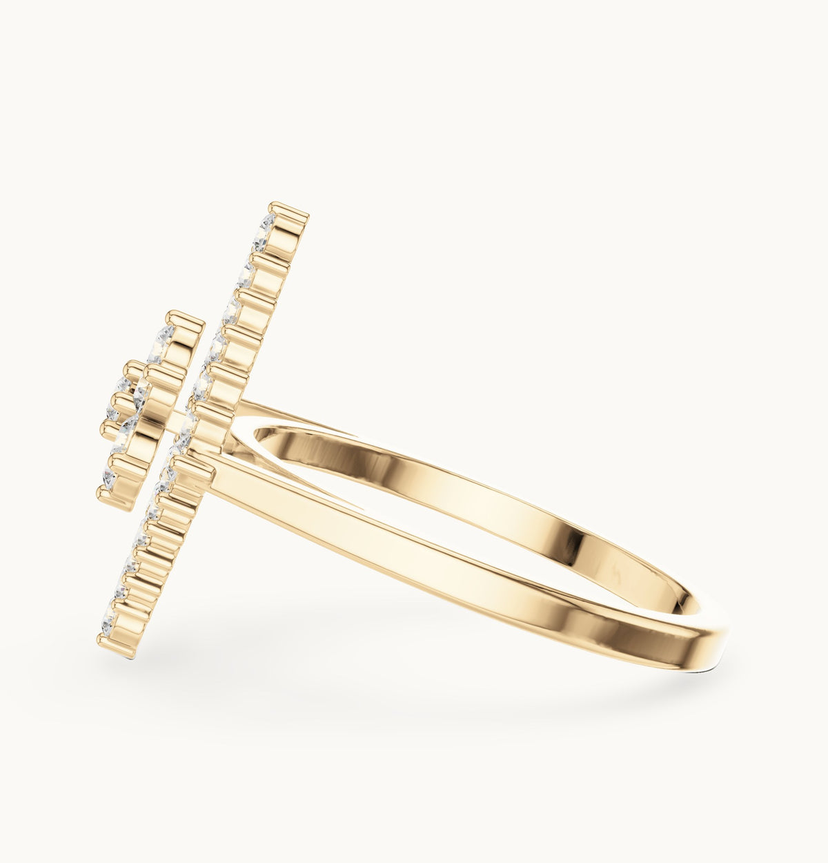 Round lab-grown diamond geometric cluster ring in yellow gold, 0.677 CT TW, view 3