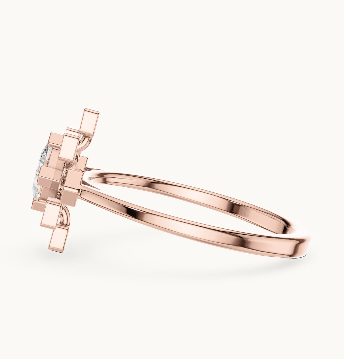 Princess-cut lab-grown diamond starburst geometric ring in rose gold, 0.26 CT TW, view 3