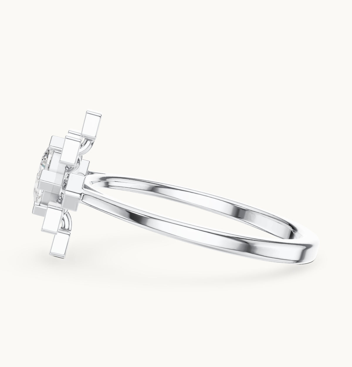Princess-cut lab-grown diamond starburst geometric ring in white gold, 0.26 CT TW, view 3