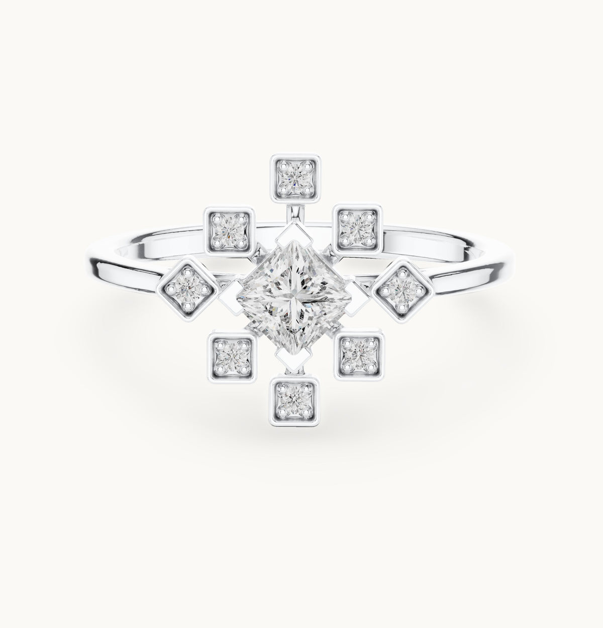 Princess-cut lab-grown diamond starburst geometric ring in white gold, 0.26 CT TW, view 4