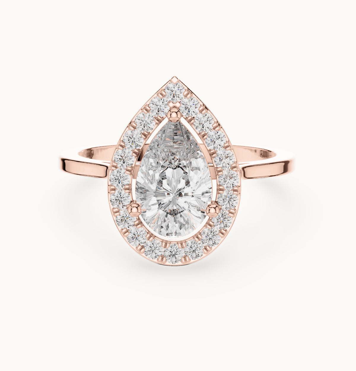 Pear lab-grown diamond halo engagement ring in rose gold, 1.20 CT TW, view 4