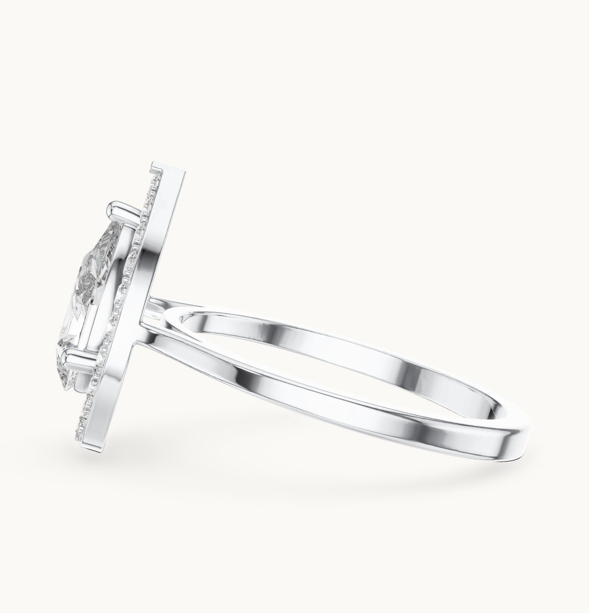Pear lab-grown diamond halo engagement ring in white gold, 1.20 CT TW, view 3