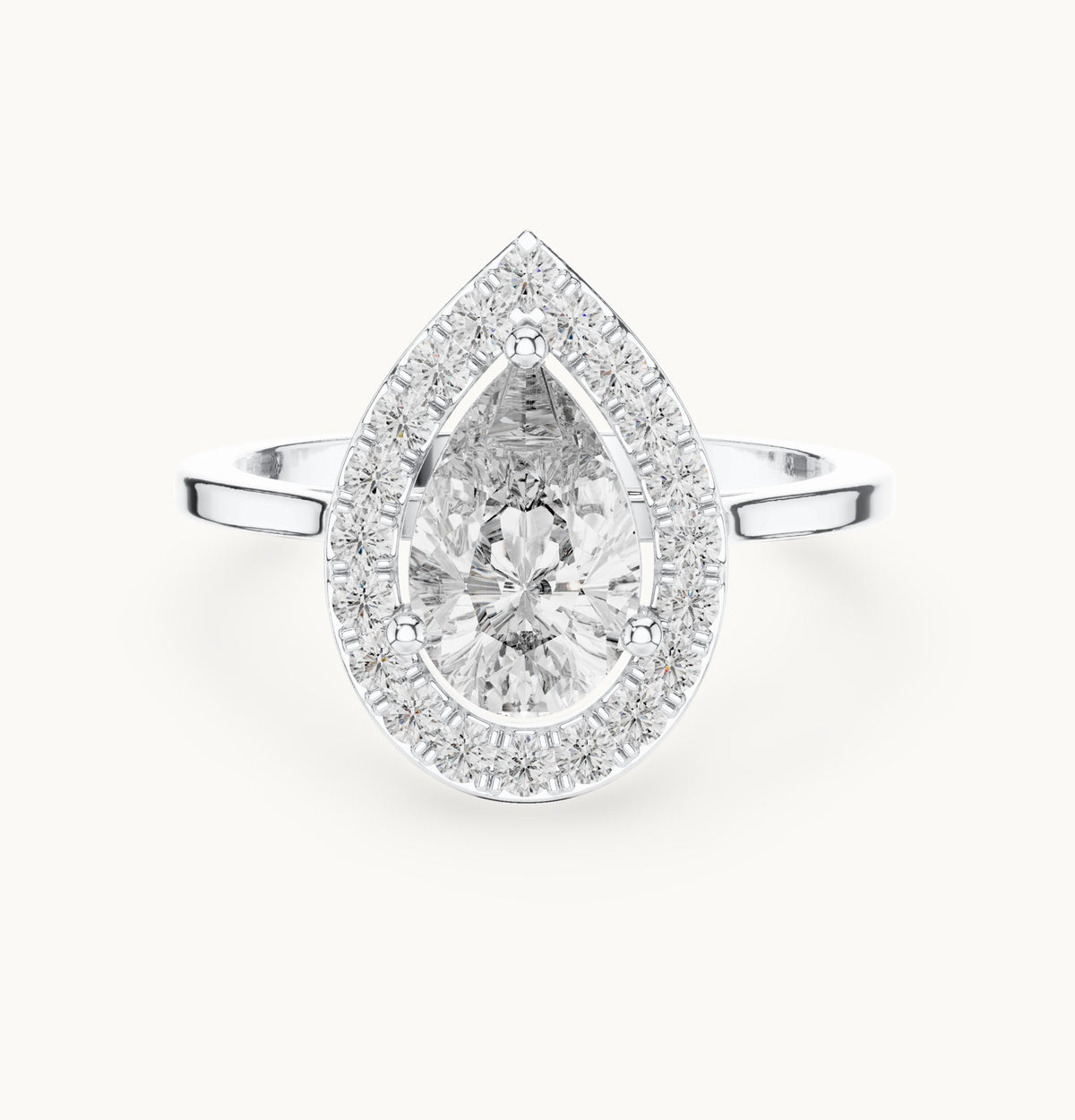 Pear lab-grown diamond halo engagement ring in white gold, 1.20 CT TW, view 4