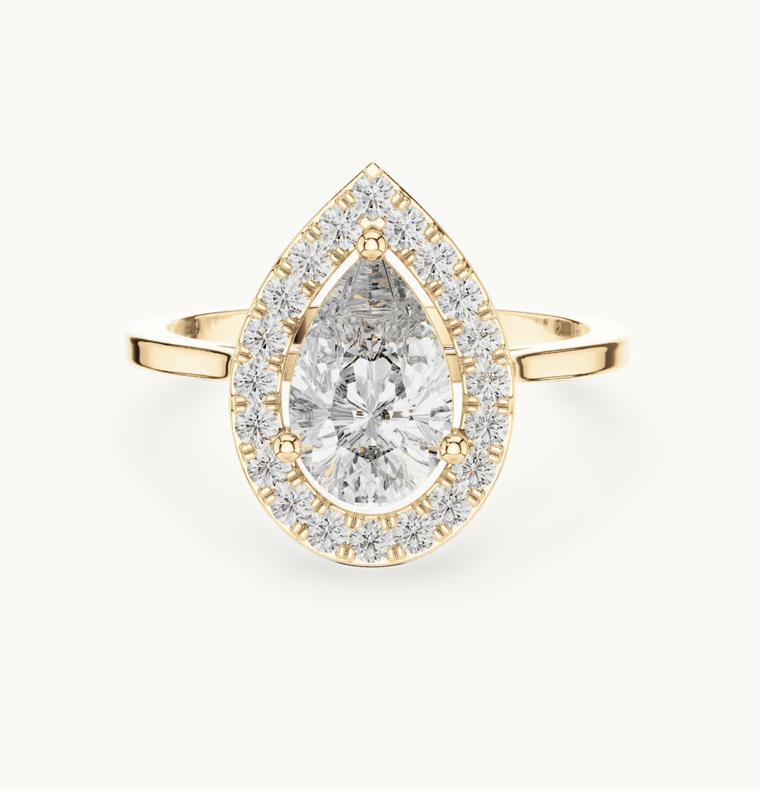 Pear lab-grown diamond halo engagement ring in yellow gold, 1.20 CT TW, view 4