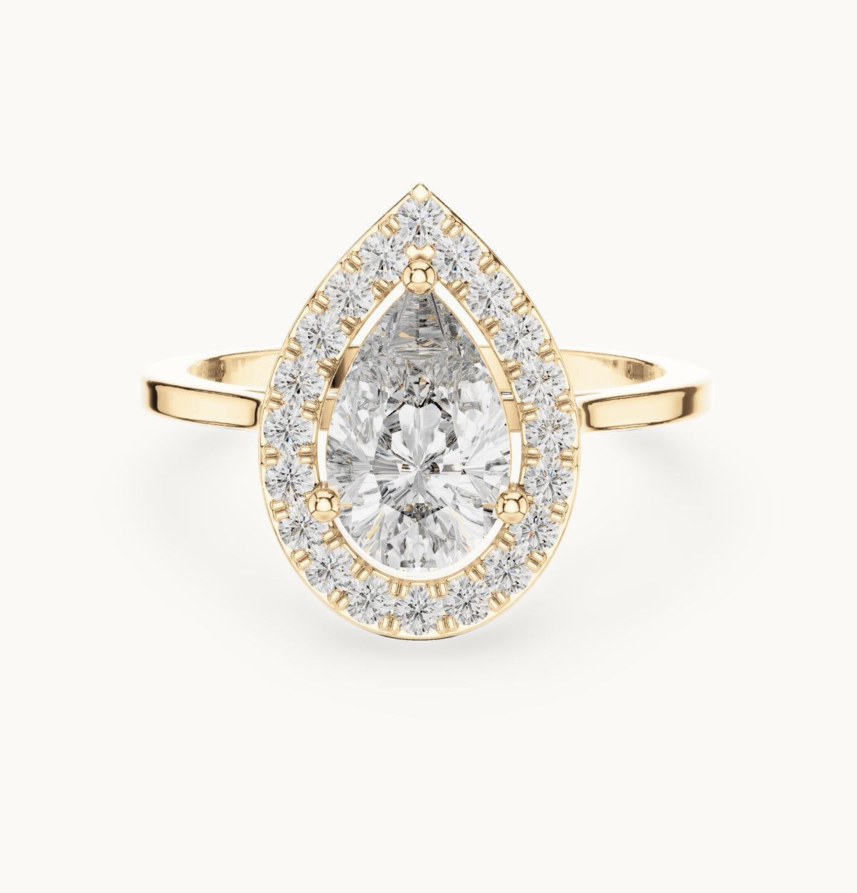 Pear lab-grown diamond halo engagement ring in yellow gold, 1.20 CT TW, view 4
