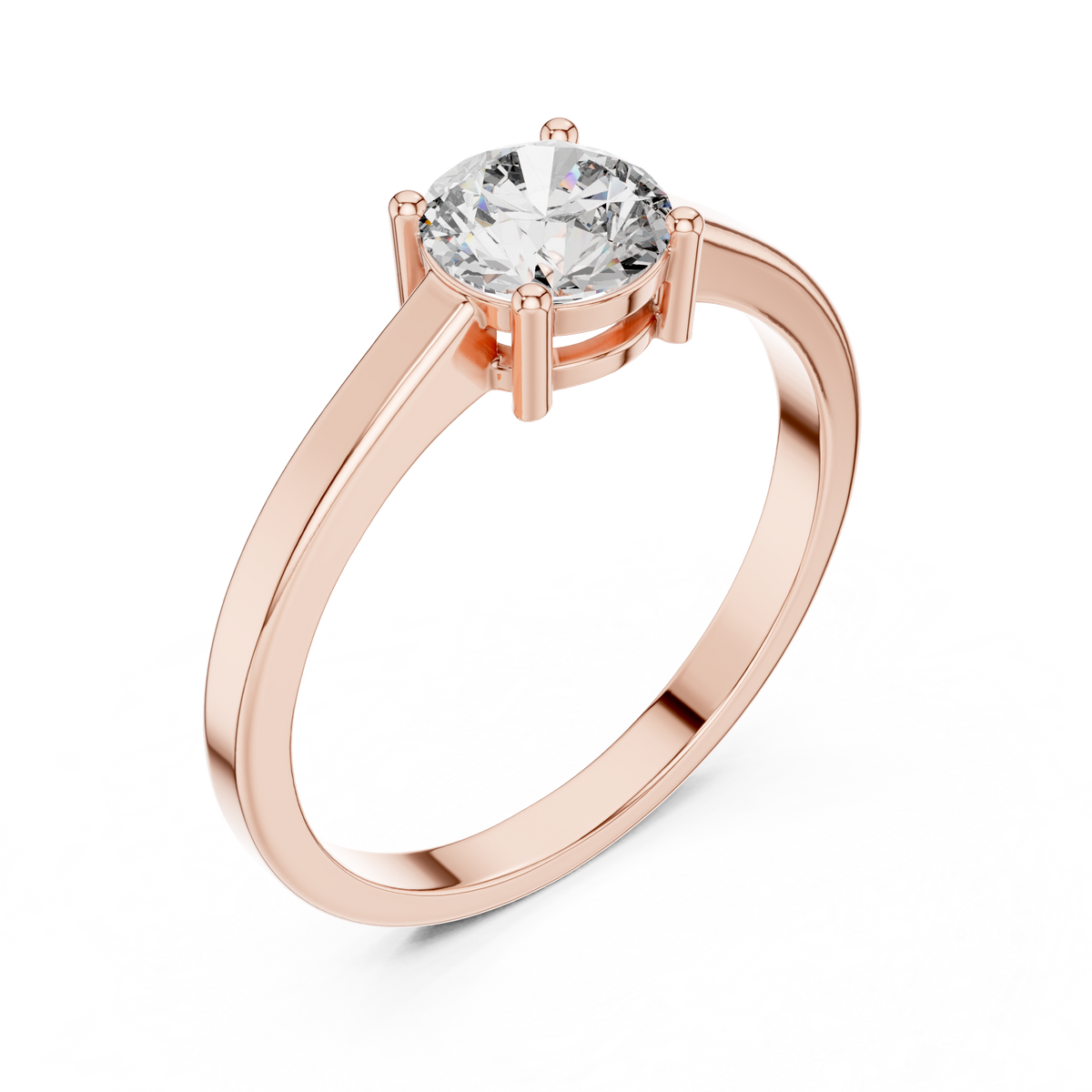 Round lab-grown diamond solitaire ring in rose gold, 0.85 CT TW, view 2