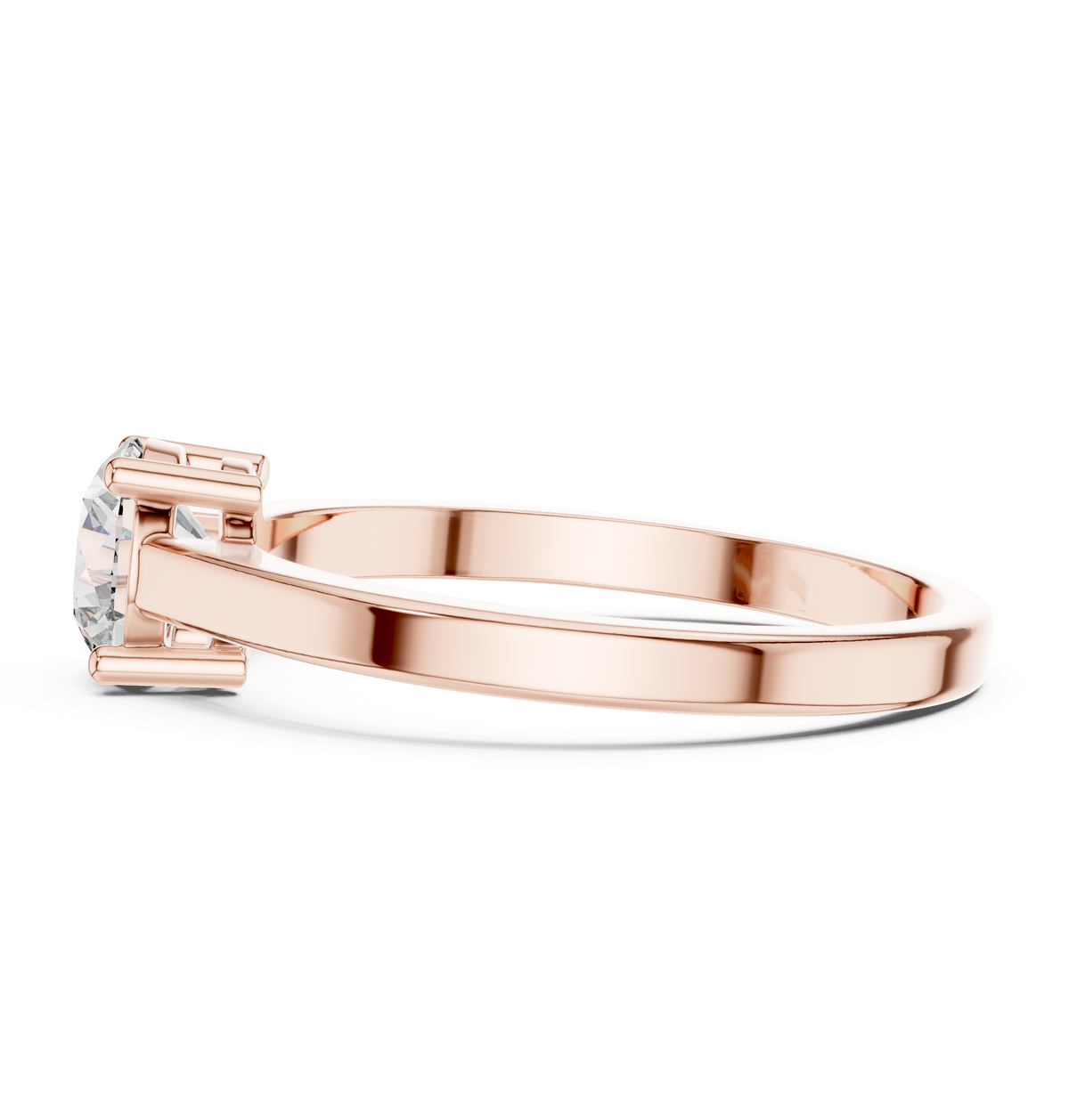 Round lab-grown diamond solitaire ring in rose gold, 0.85 CT TW, view 3