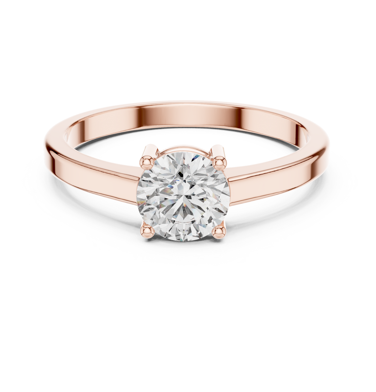Round lab-grown diamond solitaire ring in rose gold, 0.85 CT TW, view 4