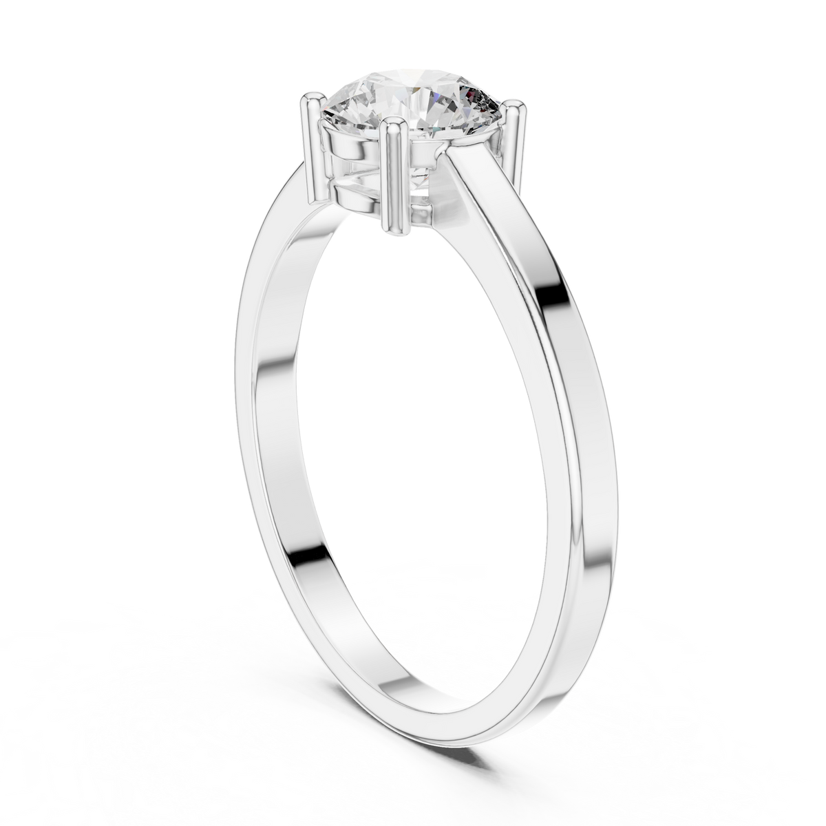 Round lab-grown diamond solitaire ring in white gold, 0.85 CT TW, view 1