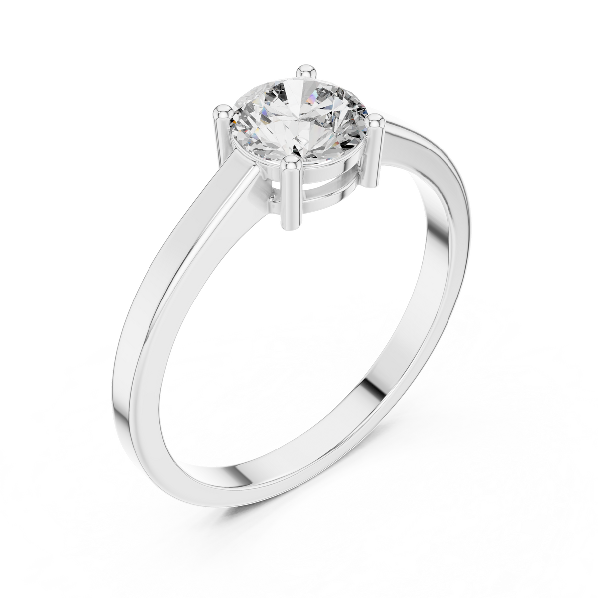 Round lab-grown diamond solitaire ring in white gold, 0.85 CT TW, view 2