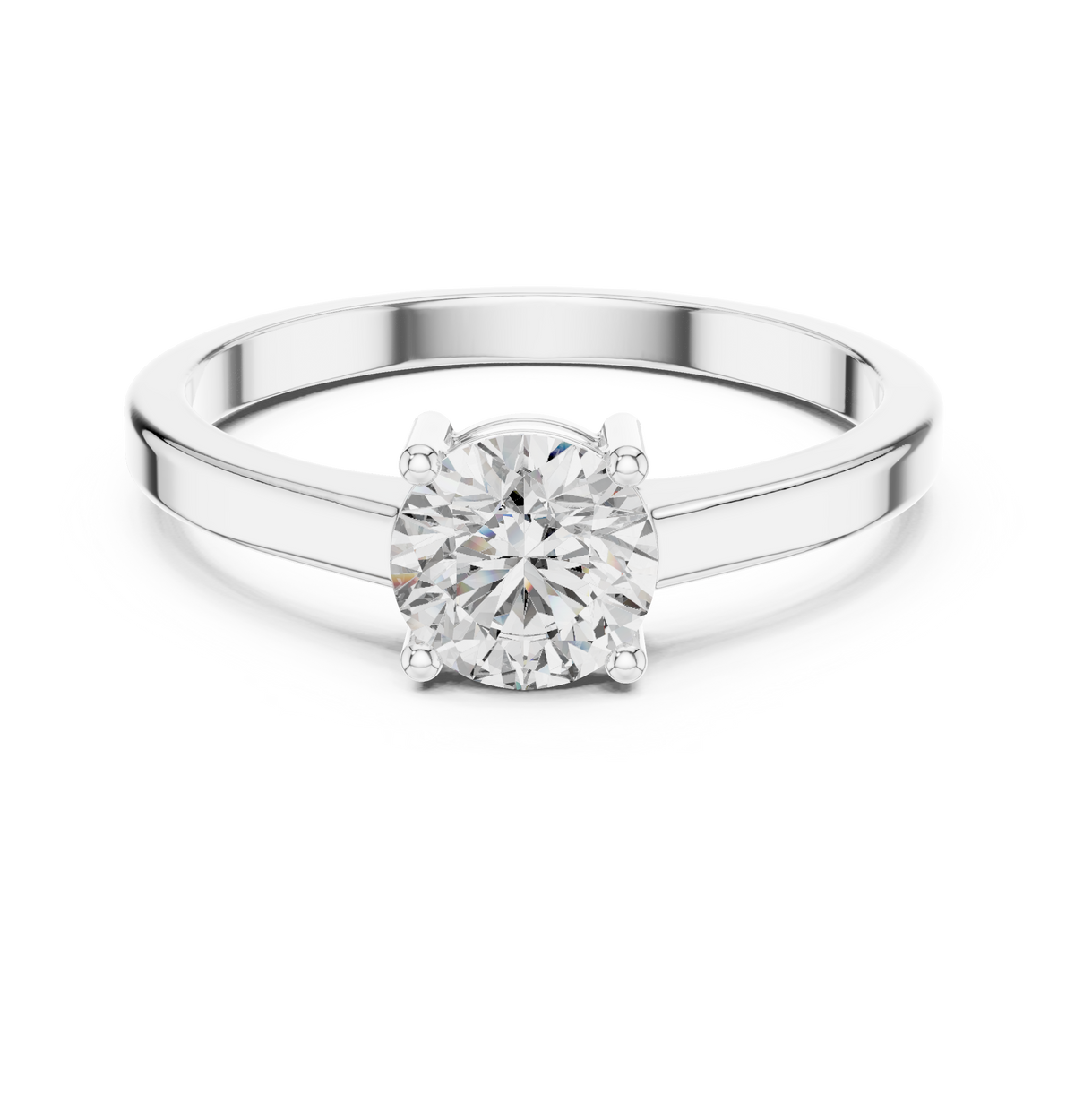 Round lab-grown diamond solitaire ring in white gold, 0.85 CT TW, view 4