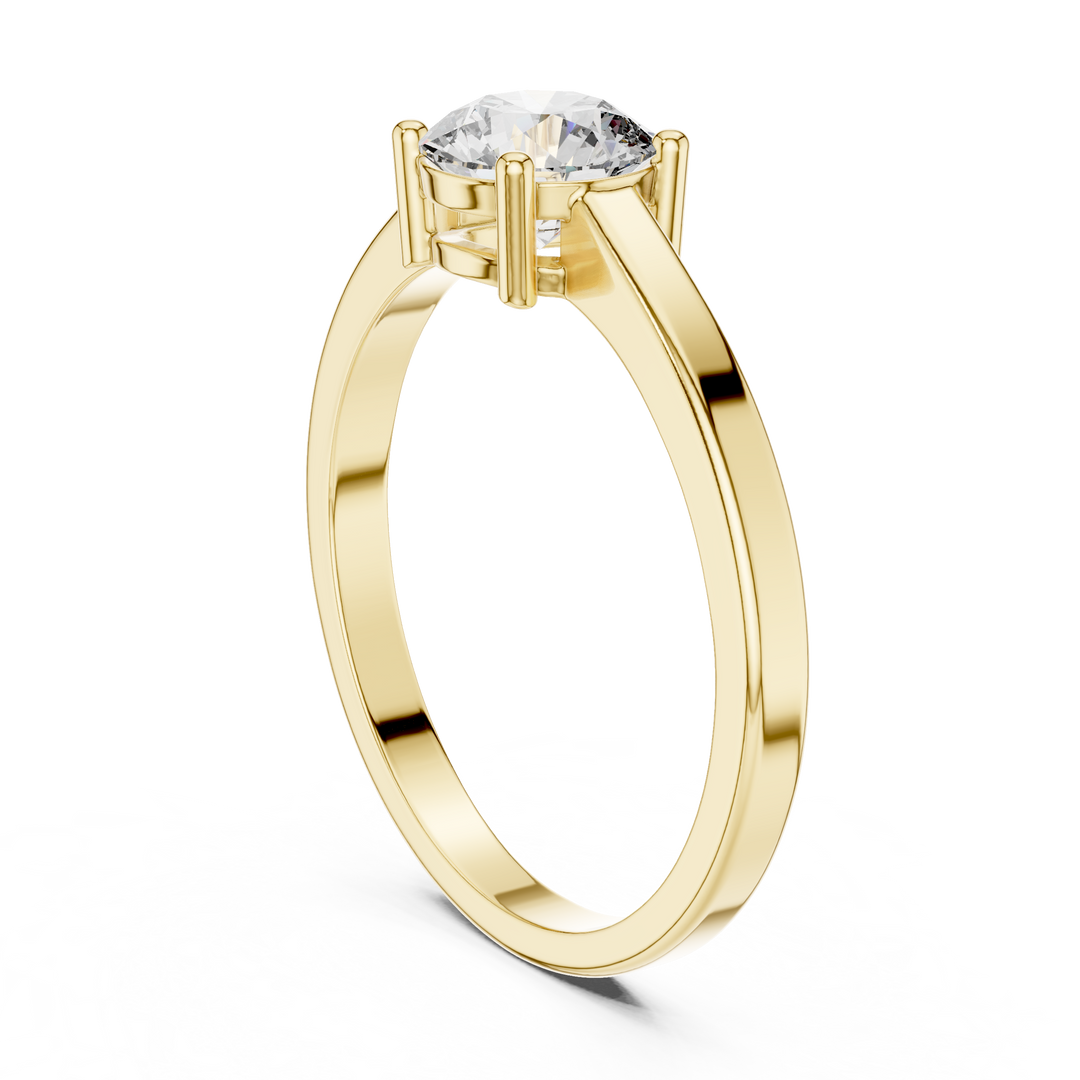 Round lab-grown diamond solitaire ring in yellow gold, 0.85 CT TW, view 1