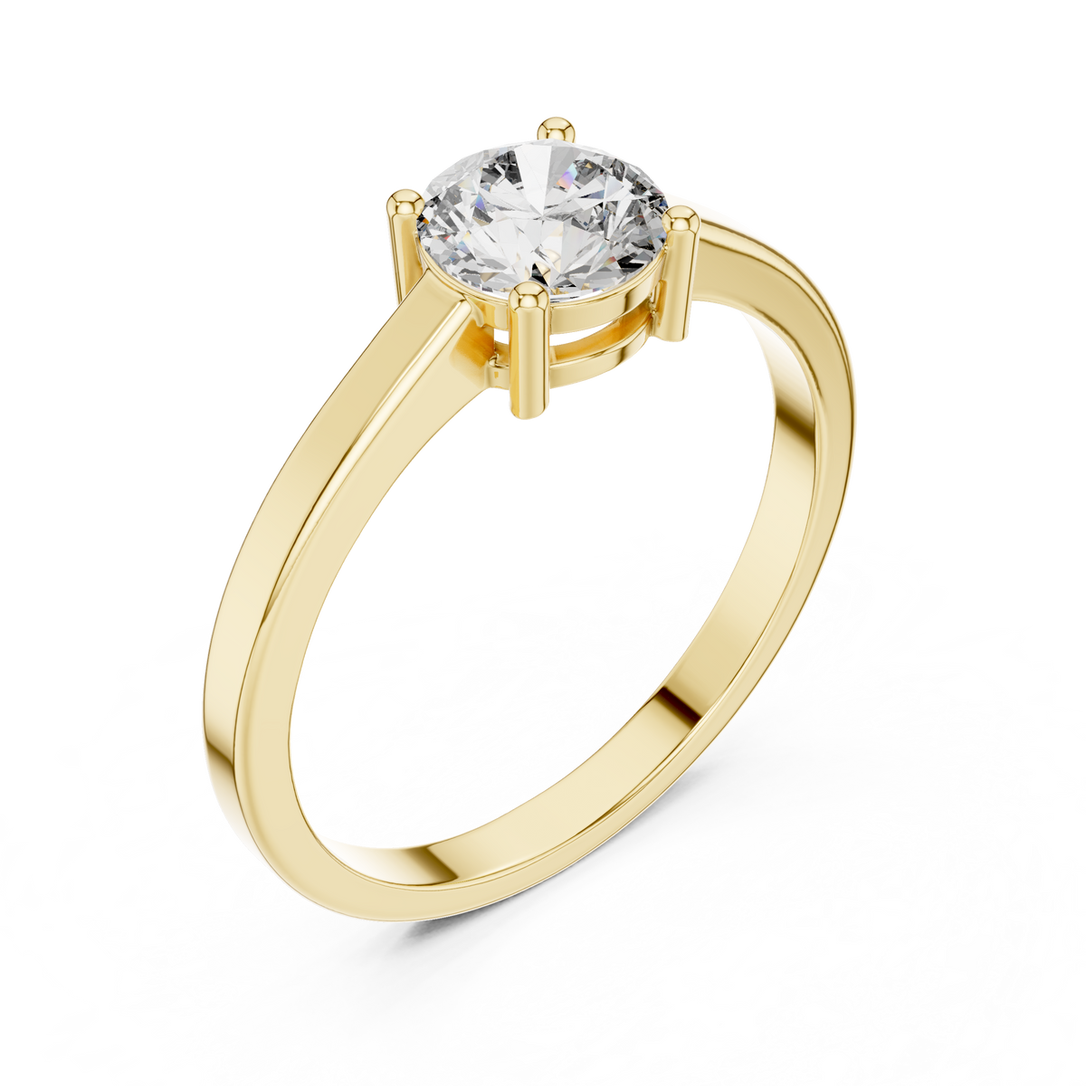 Round lab-grown diamond solitaire ring in yellow gold, 0.85 CT TW, view 2