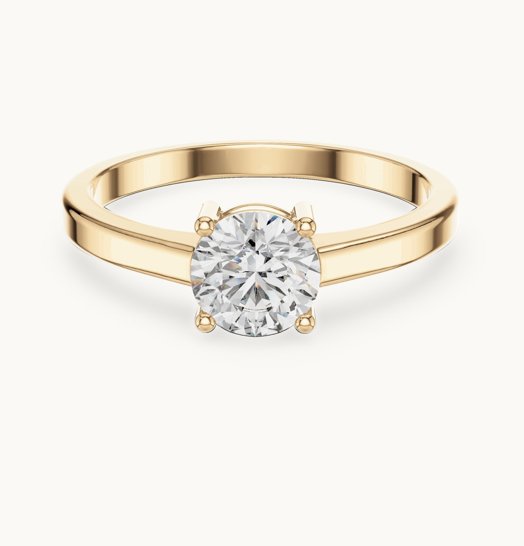 Round lab-grown diamond solitaire ring in 14K yellow gold, 0.85 CT TW, view 4