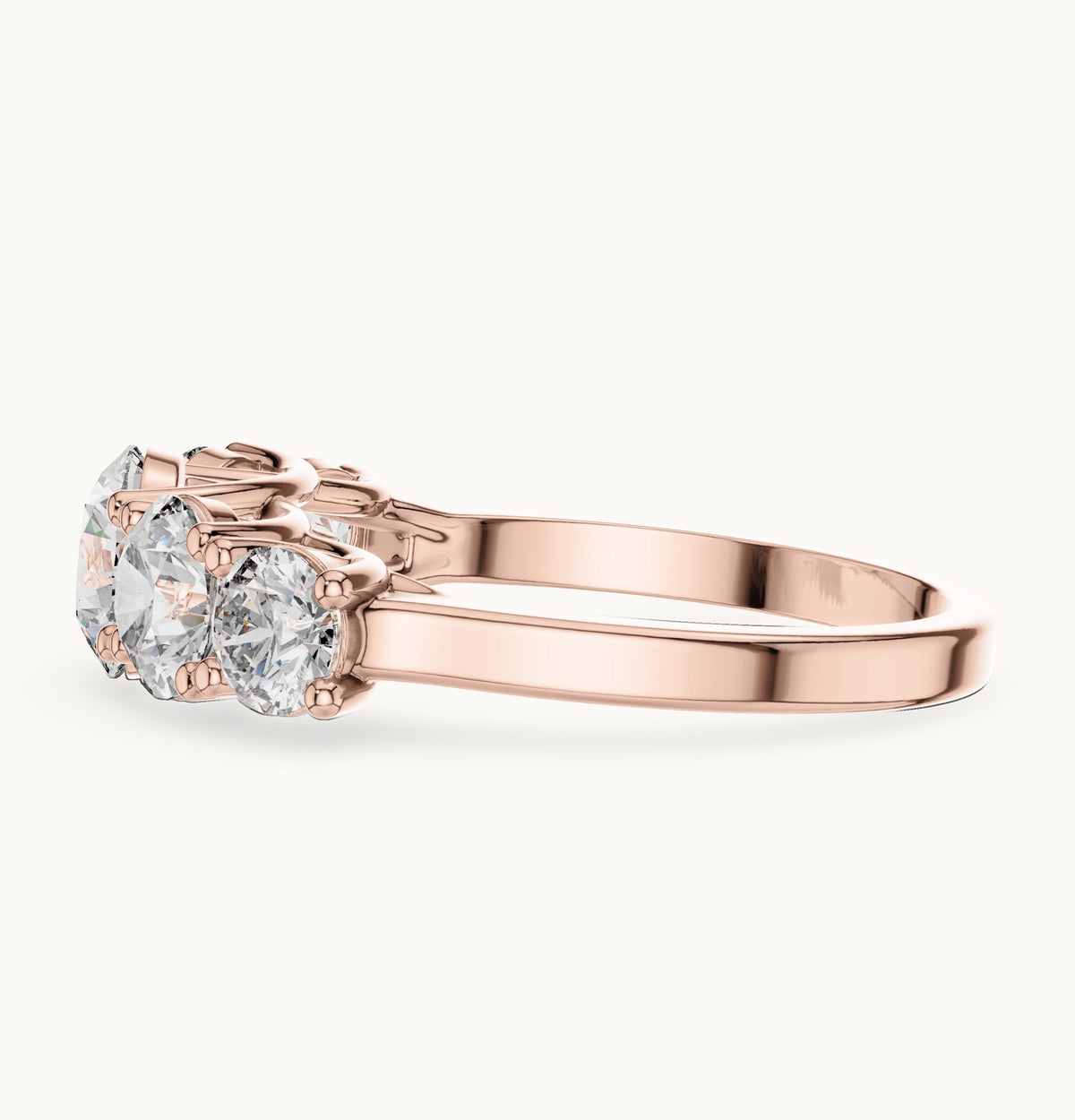 Round lab-grown diamond graduated five-stone ring in rose gold, 2.45 CT TW, view 3