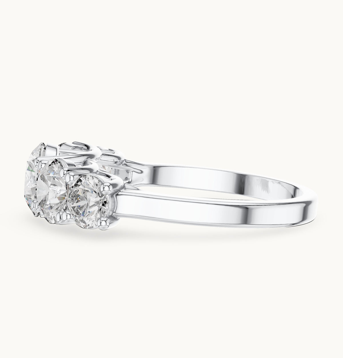 Round lab-grown diamond graduated five-stone ring in white gold, 2.45 CT TW, view 3